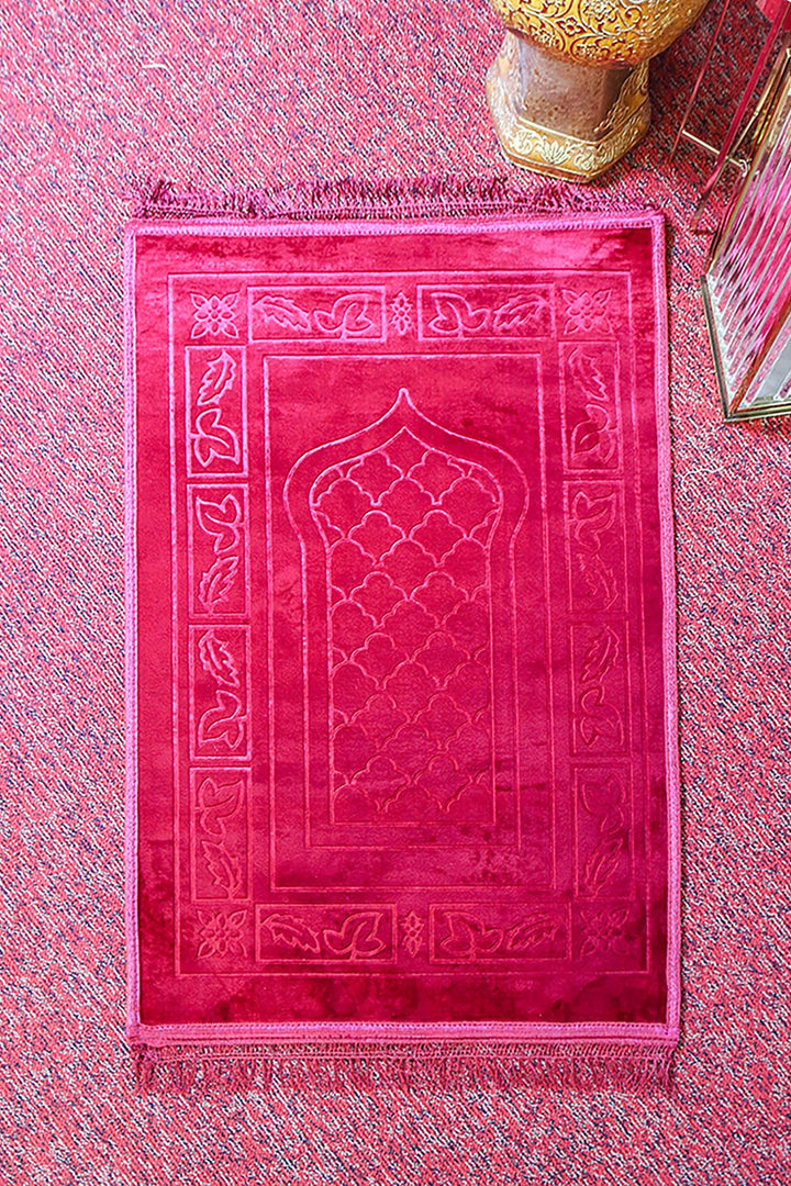 Comfort Janamaz - Premium Velvet Quilted Prayer Mat - Red