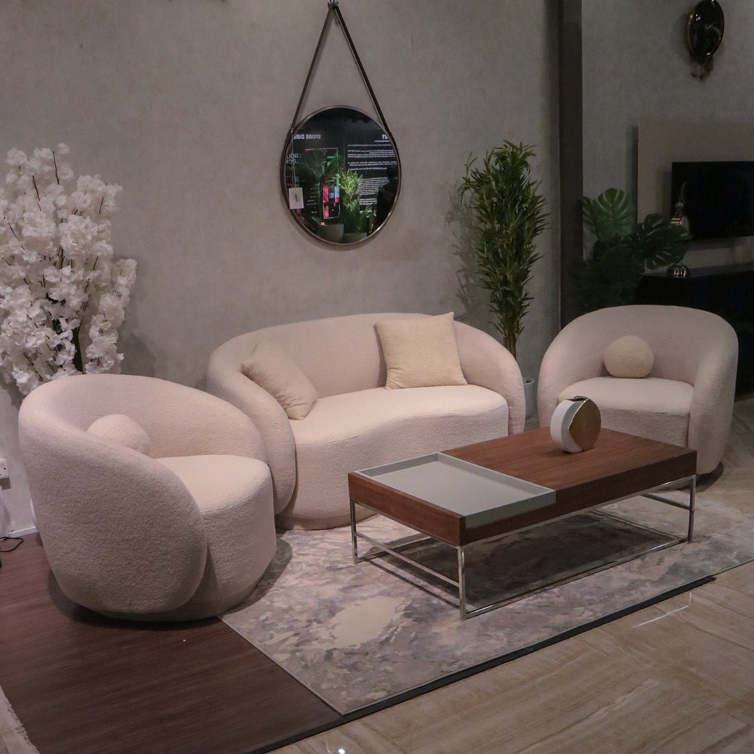 Modern Cloud Couch with Soft Boucle Upholstered, (2+1+1) Seaters Comfy Couch for Living Room Home Office