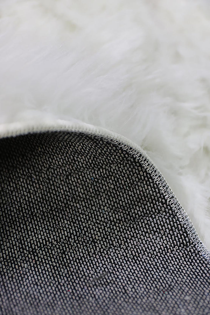 Turkish Cosmos Fur Rug - 3.9 x 3.9 Ft - White - Fluffy Furry Floor Decor Rugs