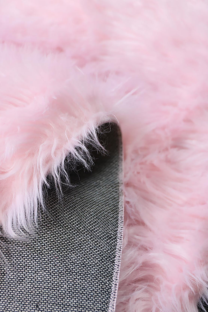 Turkish Cosmos Fur Rug - 3.9 x 5.6 Ft - Pink - Fluffy Furry Floor Decor Rugs