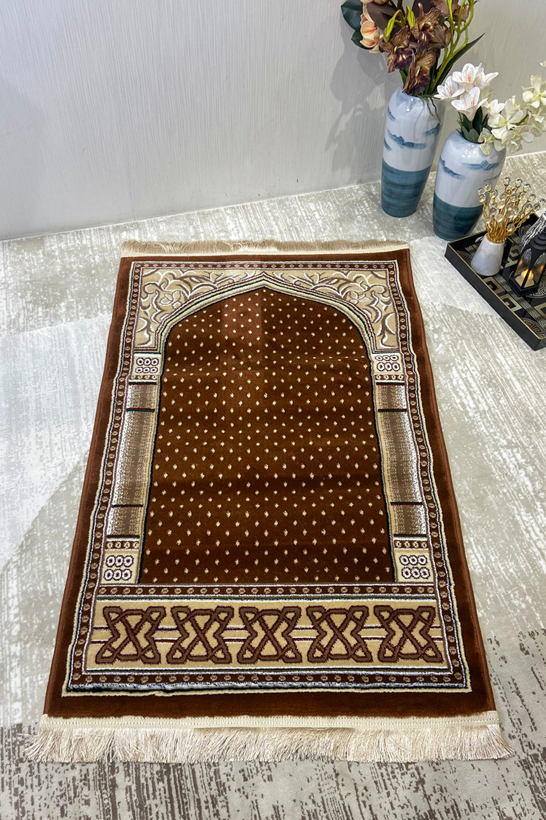 Ishraq Janamaz Beige and Brown