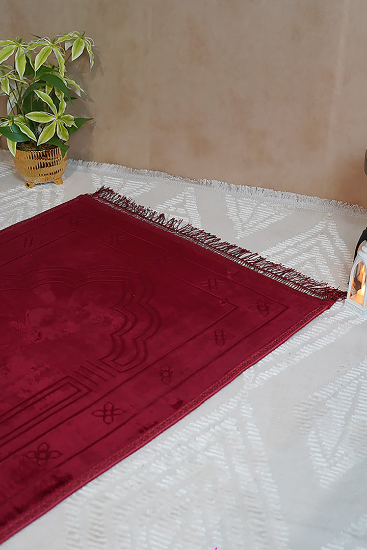 Comfort Janamaz - Premium Velvet Quilted Prayer Mat - Red