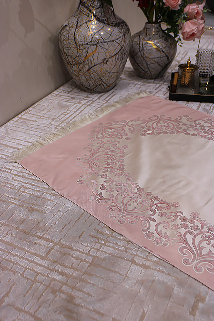 Silk Janamaz With Bag - Foldable Travel Prayer Mat - Pink