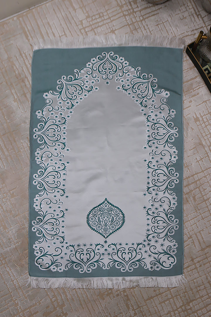 Silk Janamaz With Bag - Foldable Travel Prayer Mat - Green