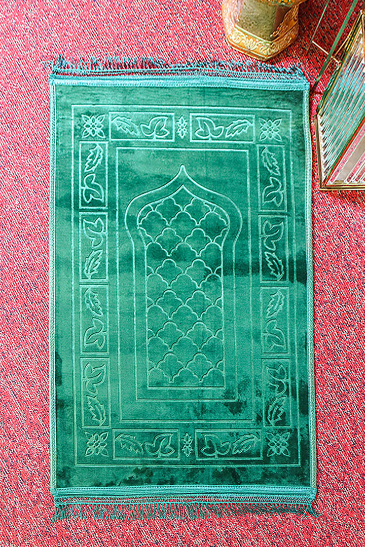 Comfort Janamaz - Premium Velvet Quilted Prayer Mat - Green