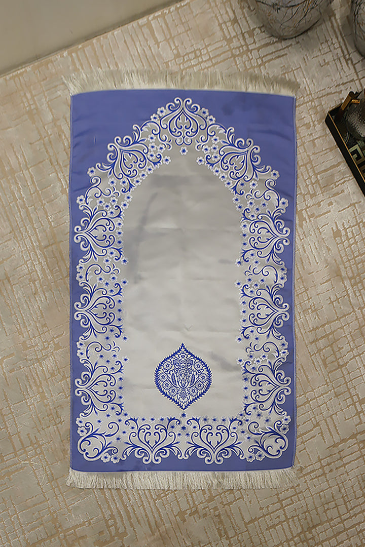 Silk Janamaz With Bag - Foldable Travel Prayer Mat - Navy