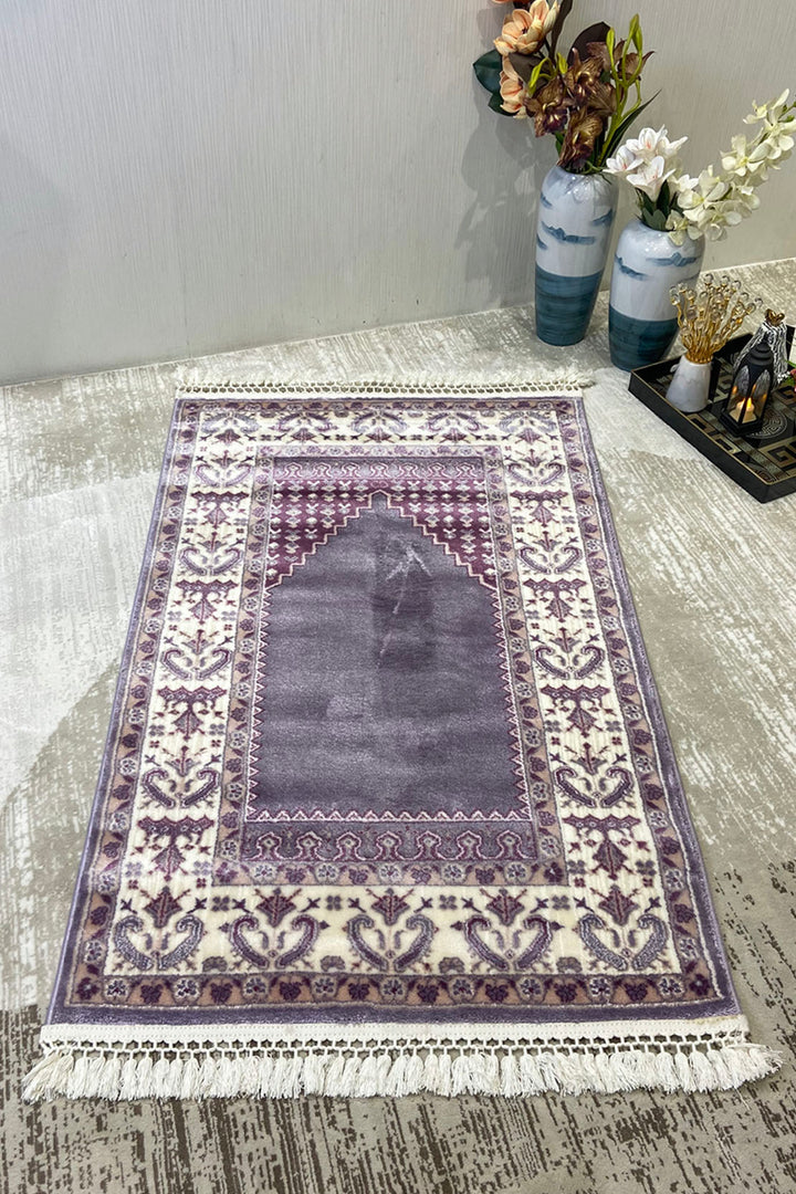 Turkish Style Acrylic Sajjadeh Prayers Mat-Purple-Soft, Durable, and Easy to Clean