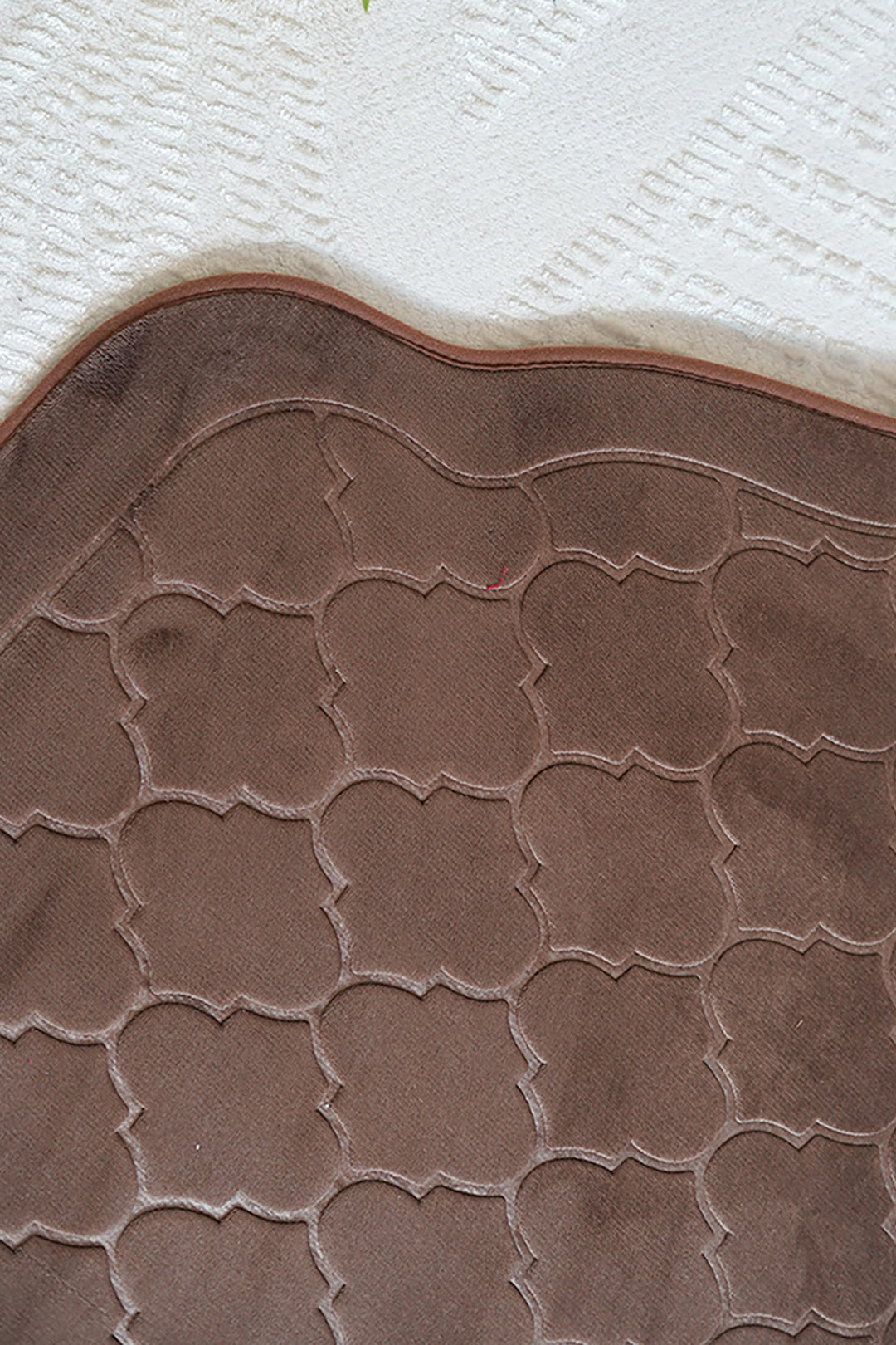 Sajda Janamaz With Memory Foam - Premium Velvet Quilted Prayer Mat - Dark Brown