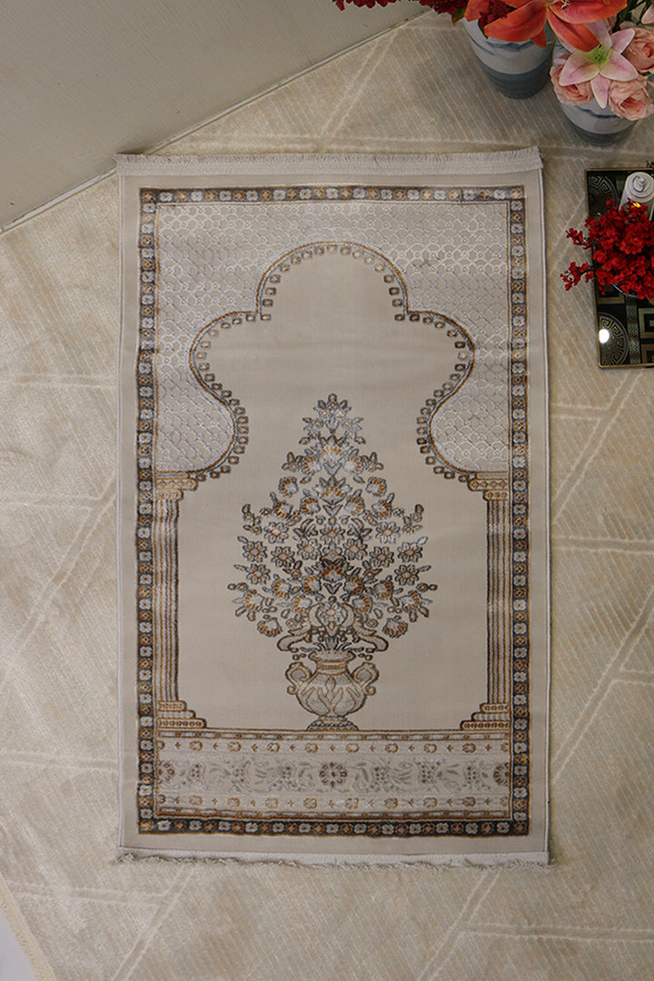 Turkish Bamboo Sajjadeh  Janamaz - 2.6 x 3.9 FT - Beige