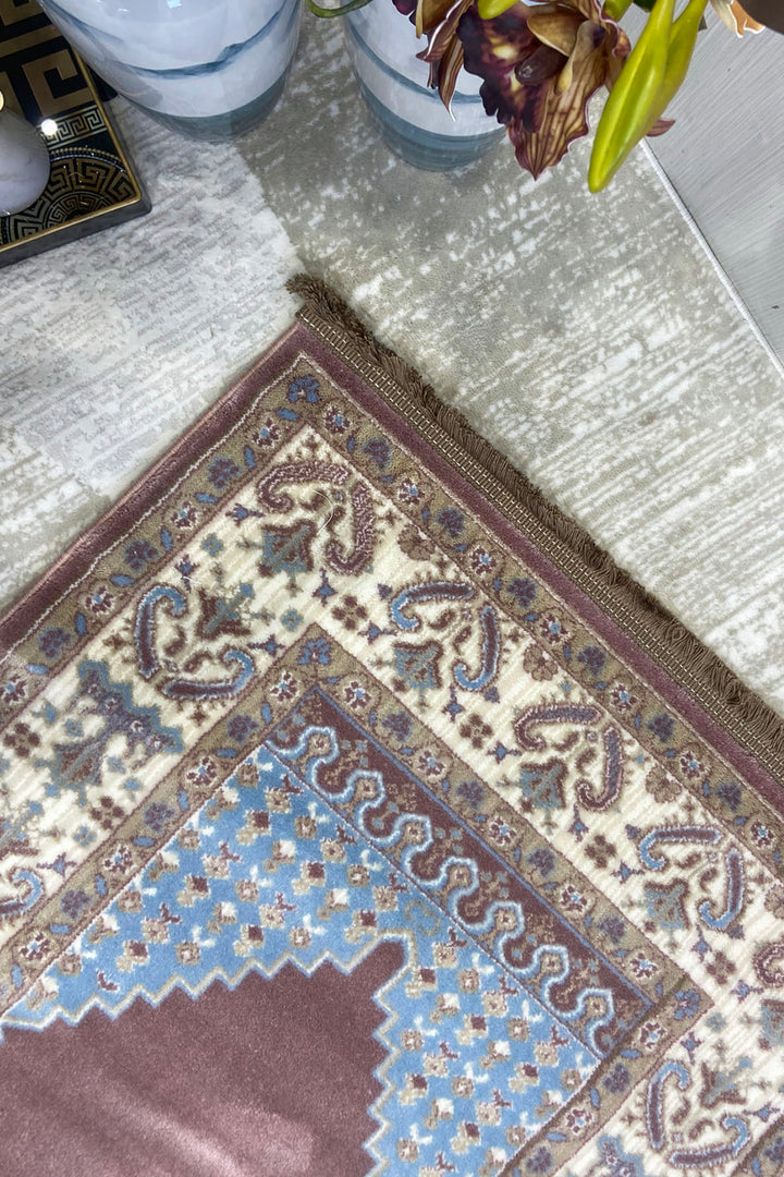 Turkish Style Acrylic Sajjadeh Prayers Mat-Maroon-Soft, Durable, and Easy to Clean