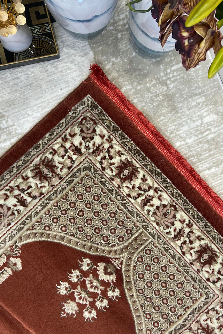 Turkish Style Acrylic Sajjadeh Prayers Mat-Red-Soft, Durable, and Easy to Clean