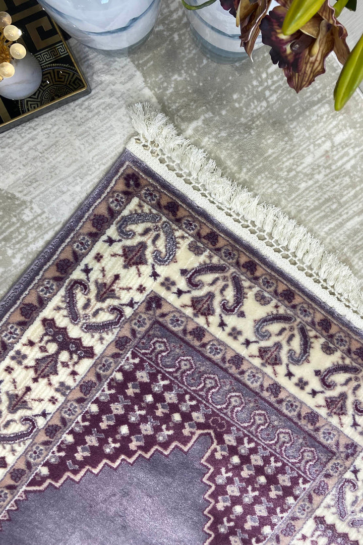 Turkish Style Acrylic Sajjadeh Prayers Mat-Purple-Soft, Durable, and Easy to Clean