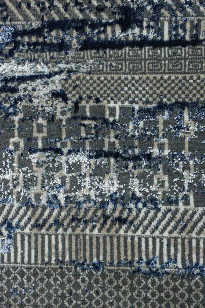 Turkish Matrix Rug - 3.9 x 5.5 FT - Navy - Contemporary Abstract Elegance with Premium Quality