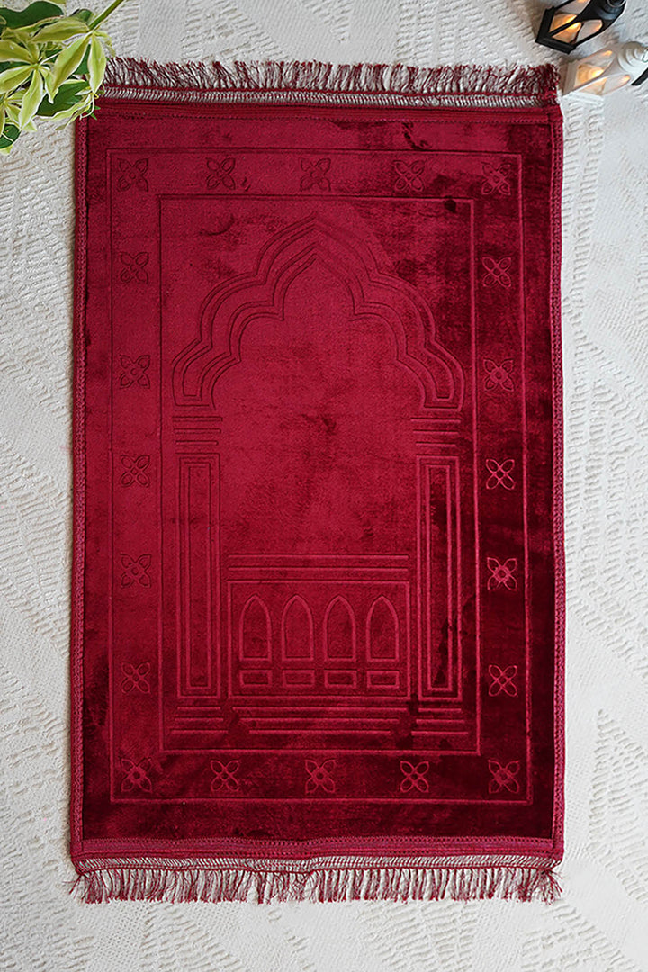 Comfort Janamaz - Premium Velvet Quilted Prayer Mat - Red
