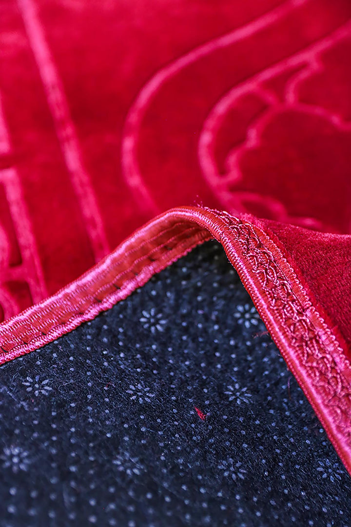 Comfort Janamaz - Premium Velvet Quilted Prayer Mat - Red