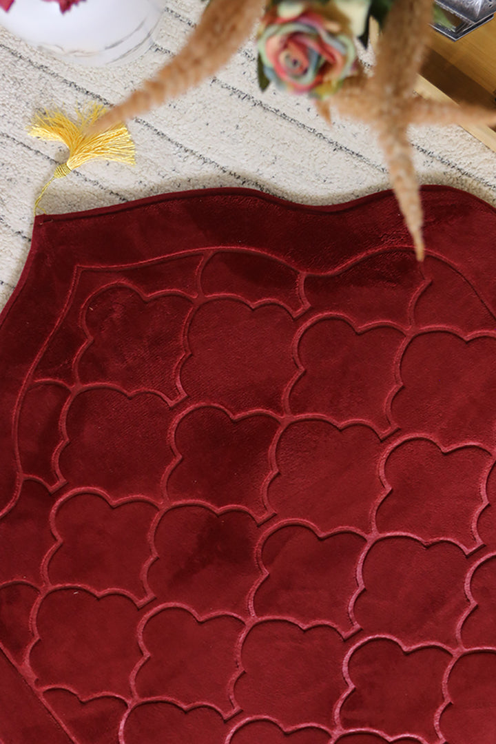 Sajda Janamaz - Premium Velvet Quilted Prayer Mat - Red