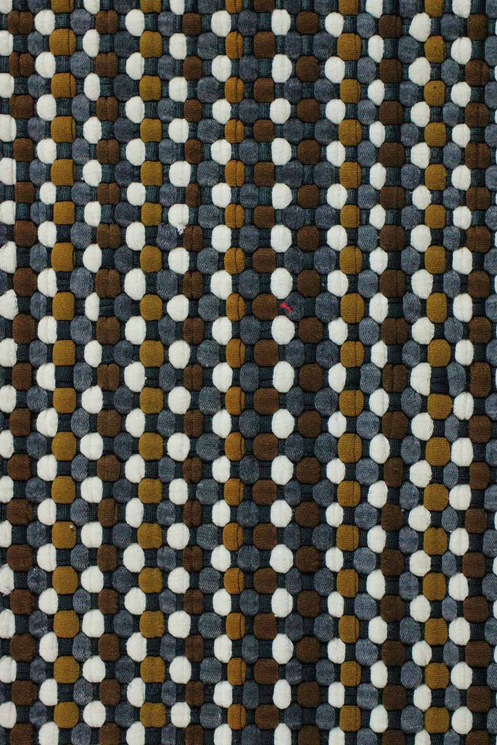 Hand Woven Modern Khaddi Rug - 3.9 x 5.9 FT - White and Yellow