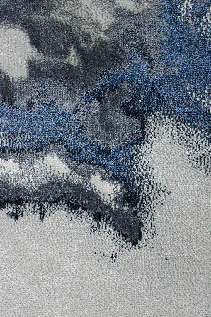 Turkish Modern Festival 1 Rug - 5.2 x 7.5 FT - Gray  and Blue - Sleek and Minimalist for Chic Interiors