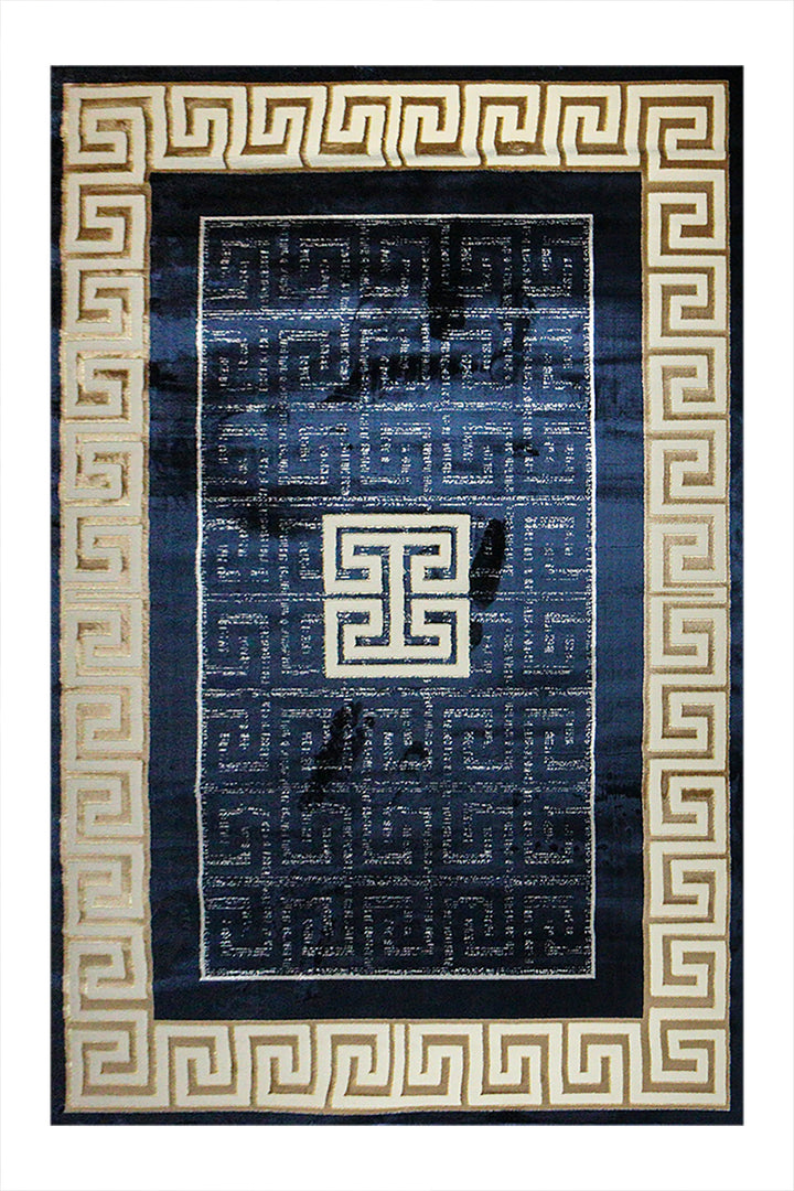 Turkish Modern Treasure Rug - 6.5 x 9.5 FT - Navy - Sleek and Minimalist for Chic Interiors