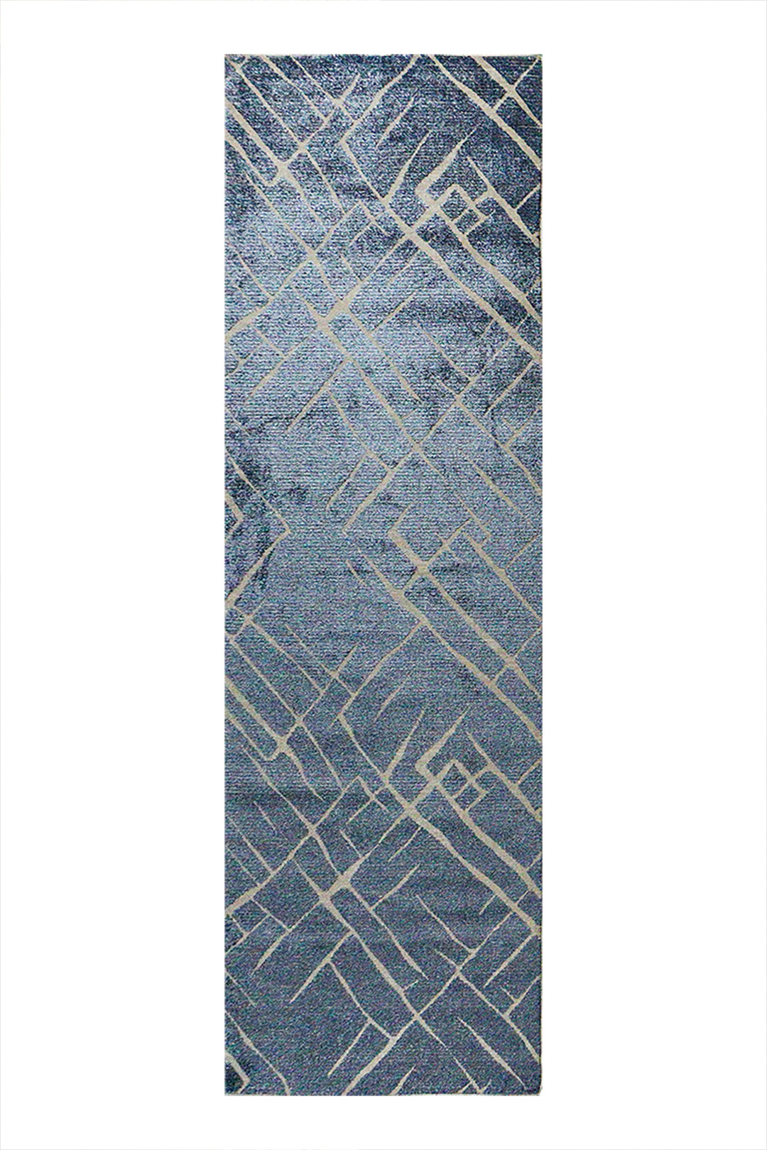 Turkish Modern Festival 1 Rug - 3.2 x 9.8 FT - Gray and Blue - Sleek and Minimalist for Chic Interiors