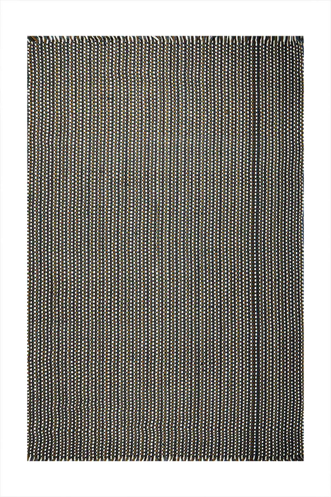 Hand Woven Modern Khaddi Rug - 3.9 x 5.9 FT - White and Yellow