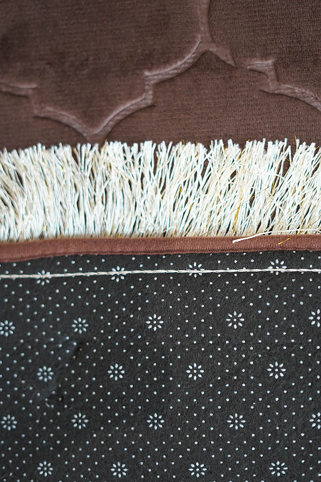 Sajda Janamaz With Memory Foam - Premium Velvet Quilted Prayer Mat - Dark Brown