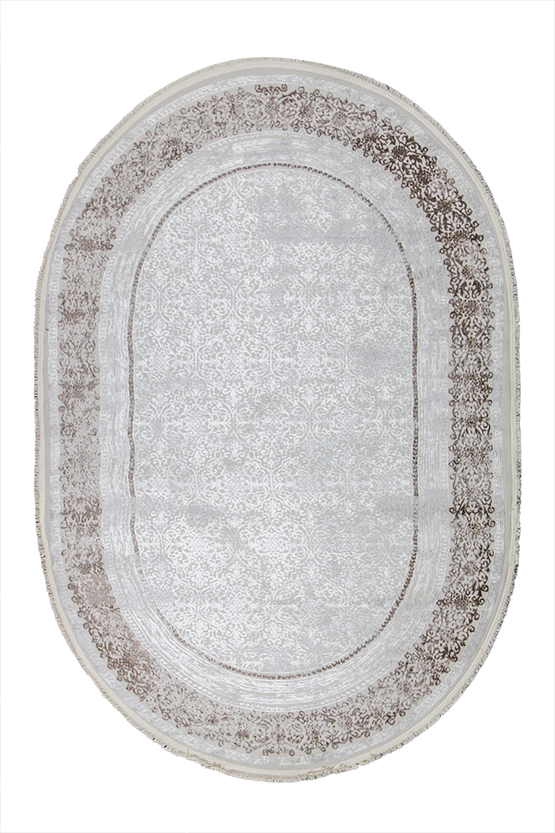 Turkish Modern Festival WD Oval Rug - 5.2 x 7.5 FT - White - Luxurious Woven Masterpiece 50% Off!