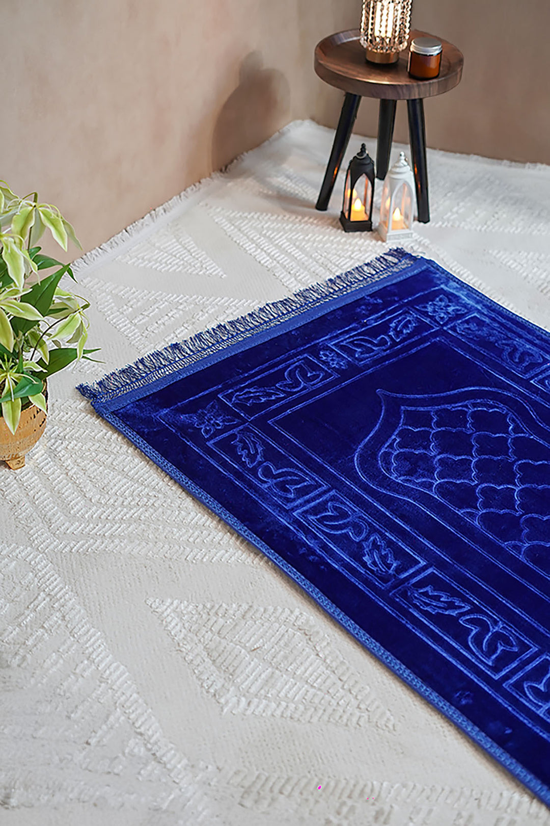 Comfort Janamaz - Premium Velvet Quilted Prayer Mat - Navy