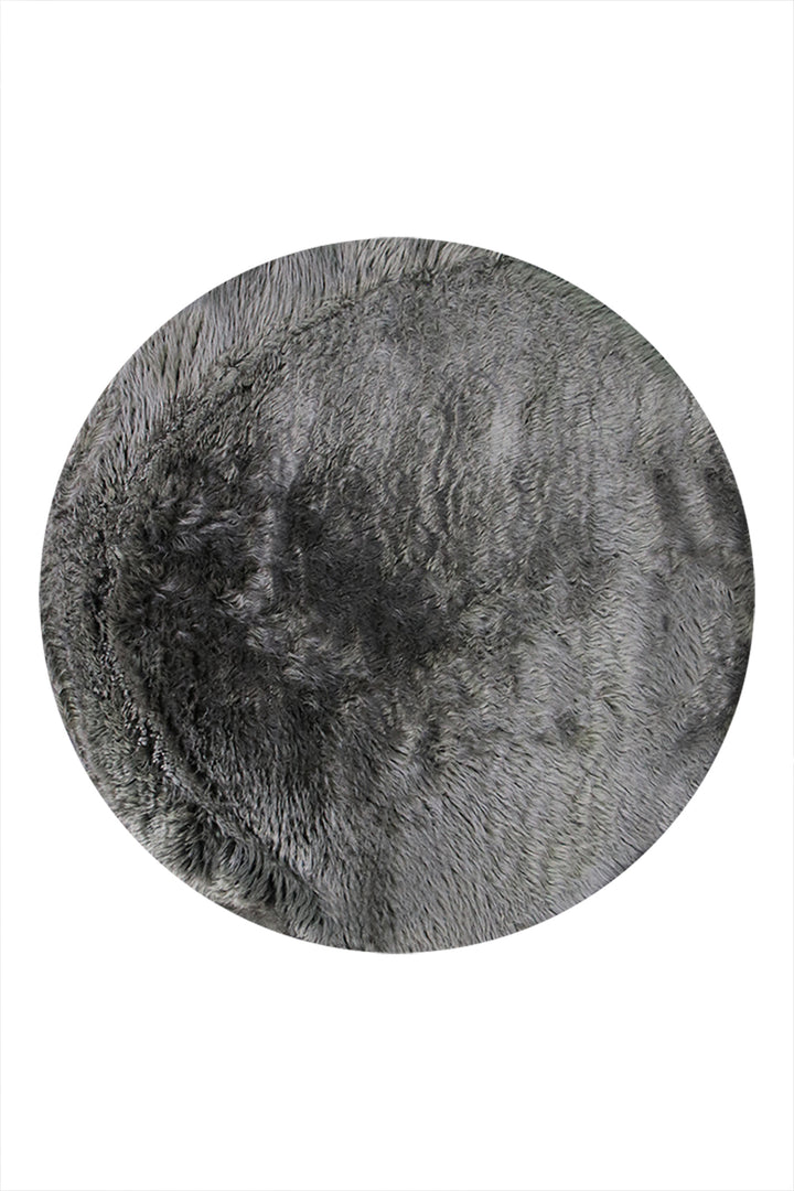 Turkish Cosmos Fur Rug - 3.9 x 3.9 Ft - Gray - Fluffy Furry Floor Decor Rugs