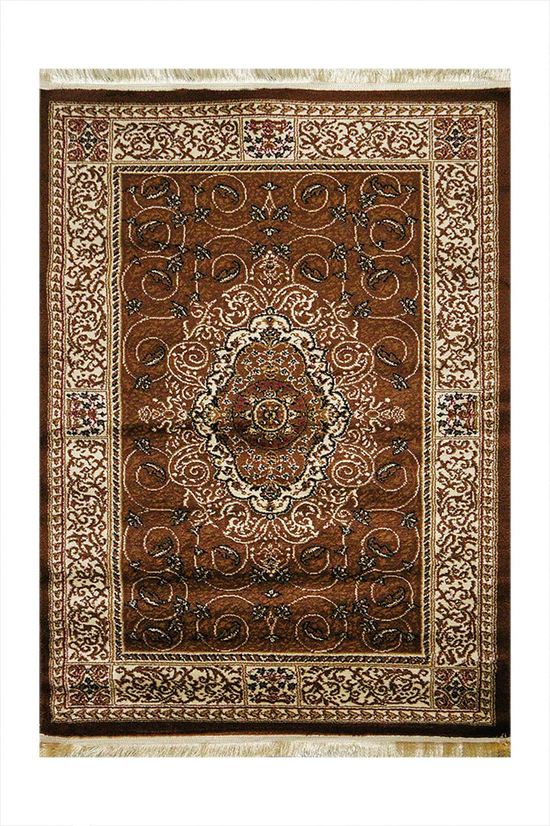 Classical and Traditional Design -  3.9 x 5.5 FT - Brown - Tabraiz Rug - Superior Elegant Rug for Living Room