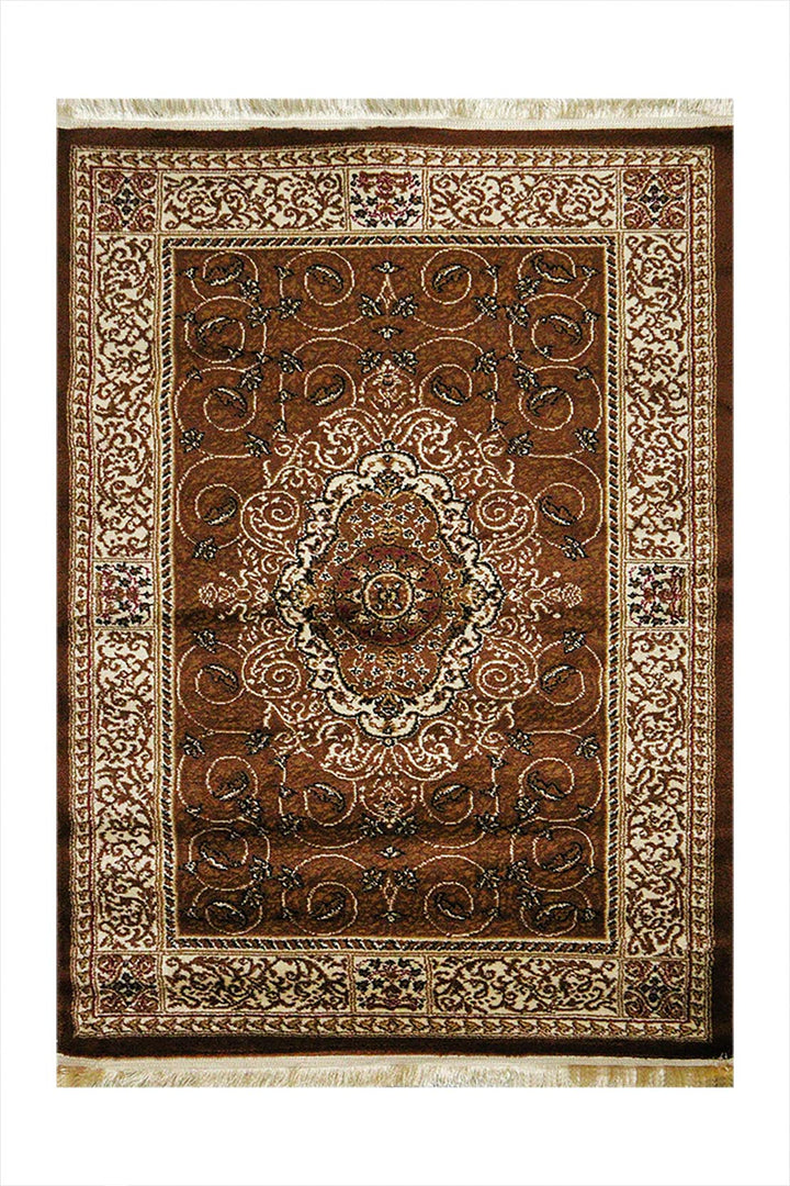 Classical and Traditional Design -  3.9 x 5.5 FT - Brown - Tabraiz Rug - Superior Elegant Rug for Living Room
