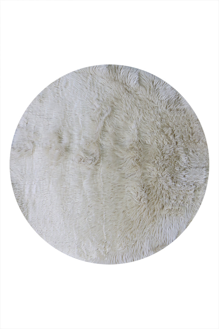 Turkish Cosmos Fur Rug - 3.9 x 3.9 Ft - Beige - Fluffy Furry Floor Decor Rugs