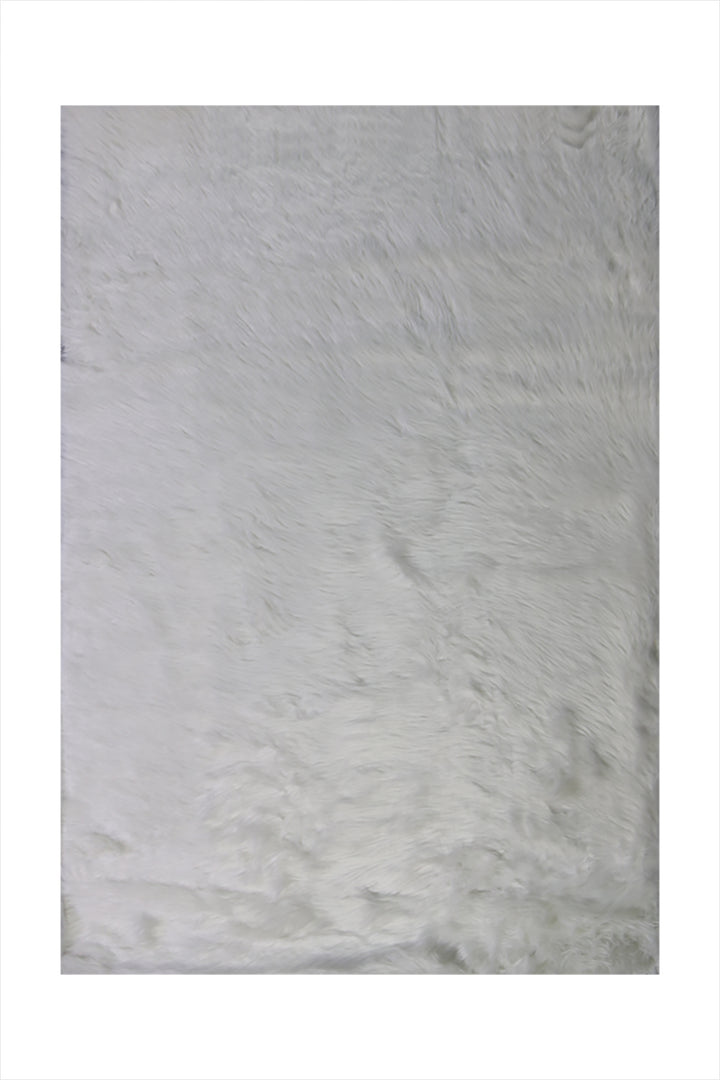 Turkish Cosmos Fur Rug - 3.9 x 5.6 Ft - White - Fluffy Furry Floor Decor Rugs