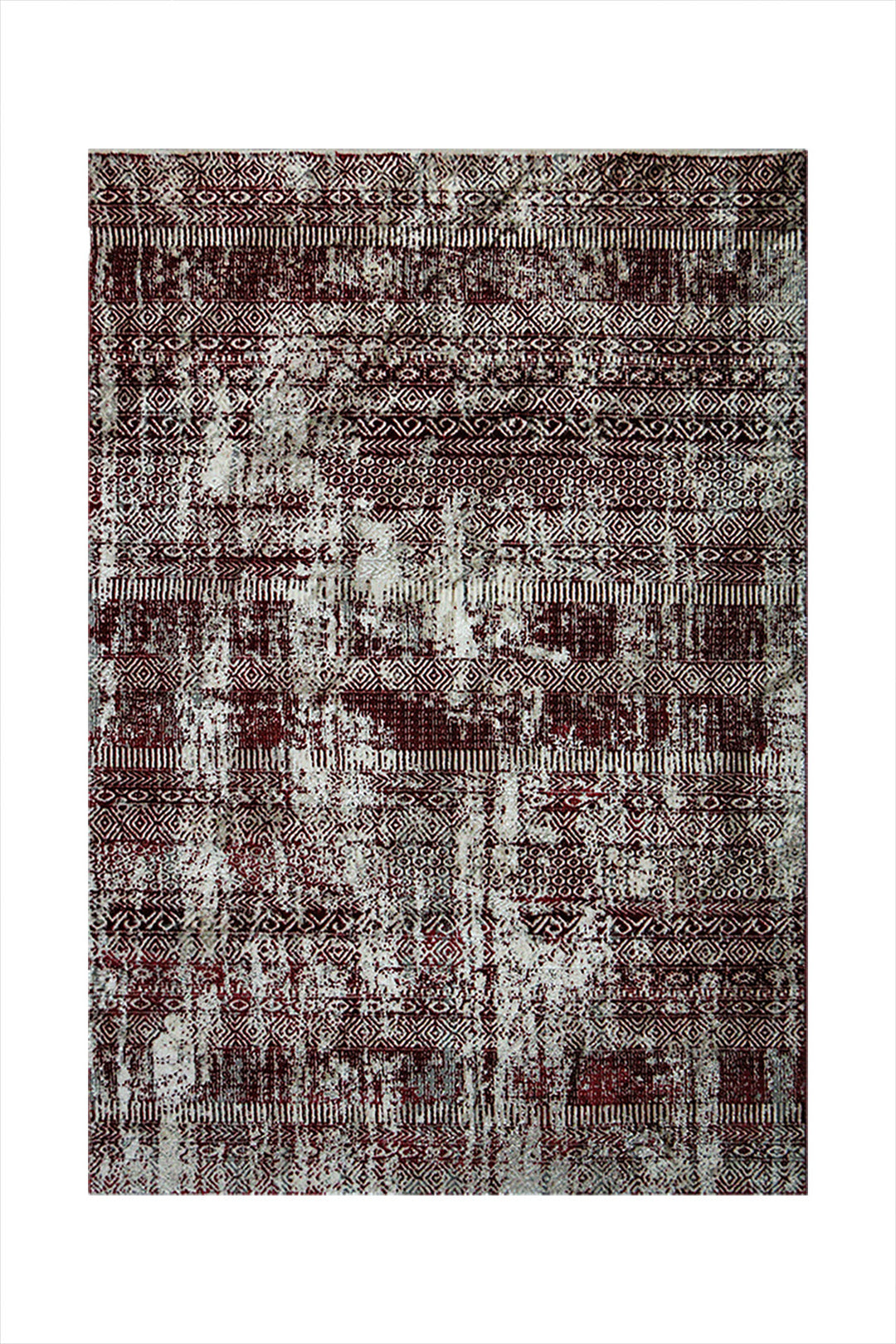 Turkish Matrix Rug - 3.9 x 5.5 FT - Red - Contemporary Abstract Elegance with Premium Quality