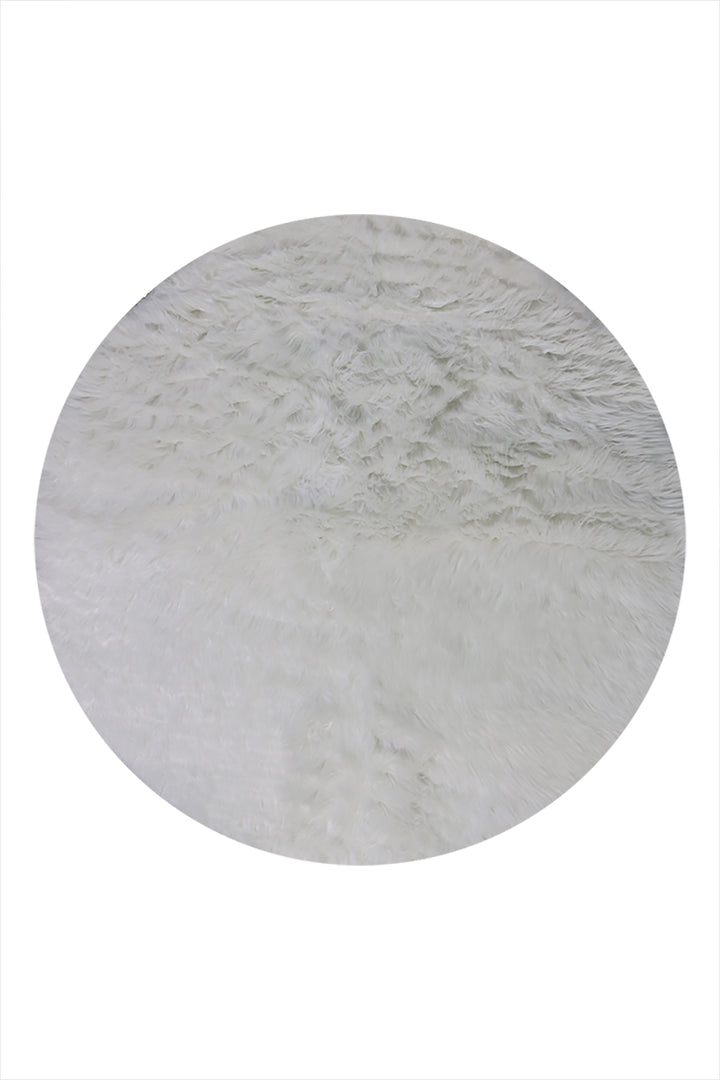 Turkish Cosmos Fur Rug - 3.9 x 3.9 Ft - White - Fluffy Furry Floor Decor Rugs