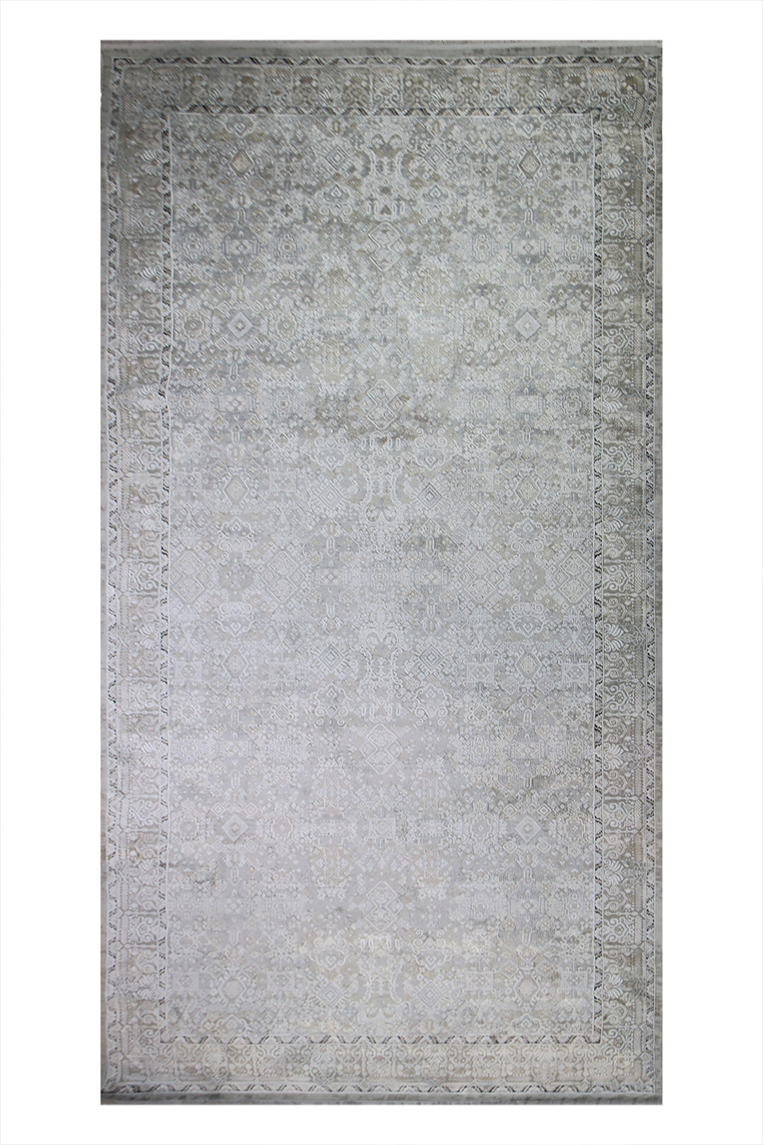 Turkish Modern  Festival Wd Rug  - 6.5 x 12.7 FT - Gray -  Luxurious Woven Masterpiece 50% Off!