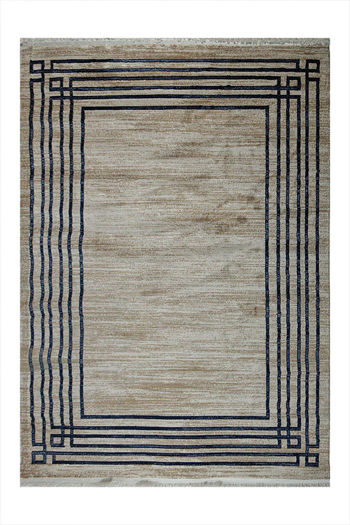 Turkish Modern Festival 1 - 5.2 x 7.5 FT - White and Blue - Sleek and Minimalist for Chic Interiors