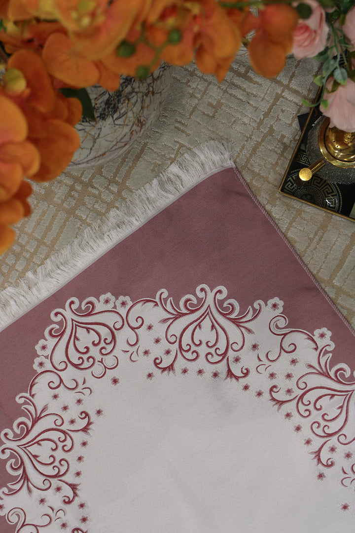 Silk Janamaz With Bag - Foldable Travel Prayer Mat - Maroon