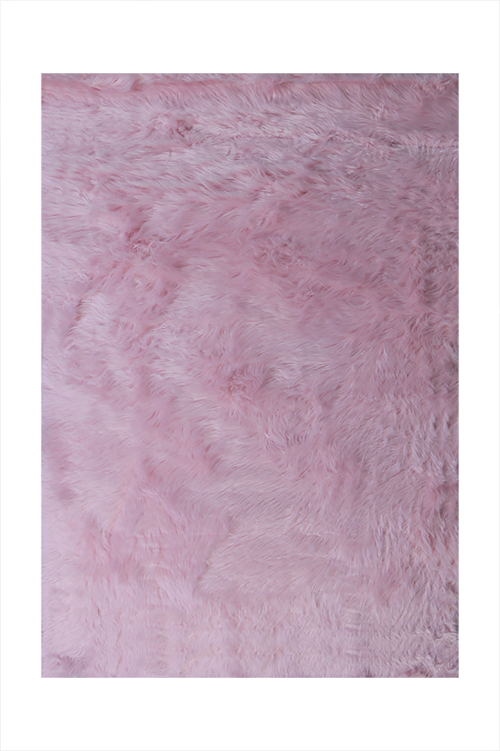 Turkish Cosmos Fur Rug - 3.9 x 5.6 Ft - Pink - Fluffy Furry Floor Decor Rugs