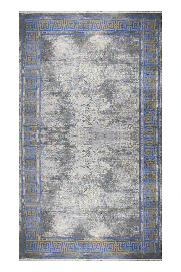 Turkish Modern  Festival WD Rug - Blue and Gray - 6.6 x 13.2 FT - Superior Comfort, Modern Style Accent Rug
