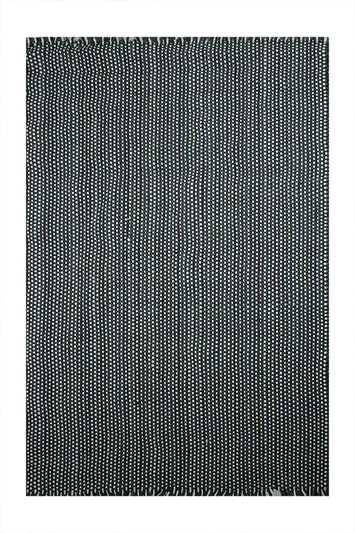 Hand Woven Modern Khaddi Rug - 3.9 x 5.9 FT - Gray and White