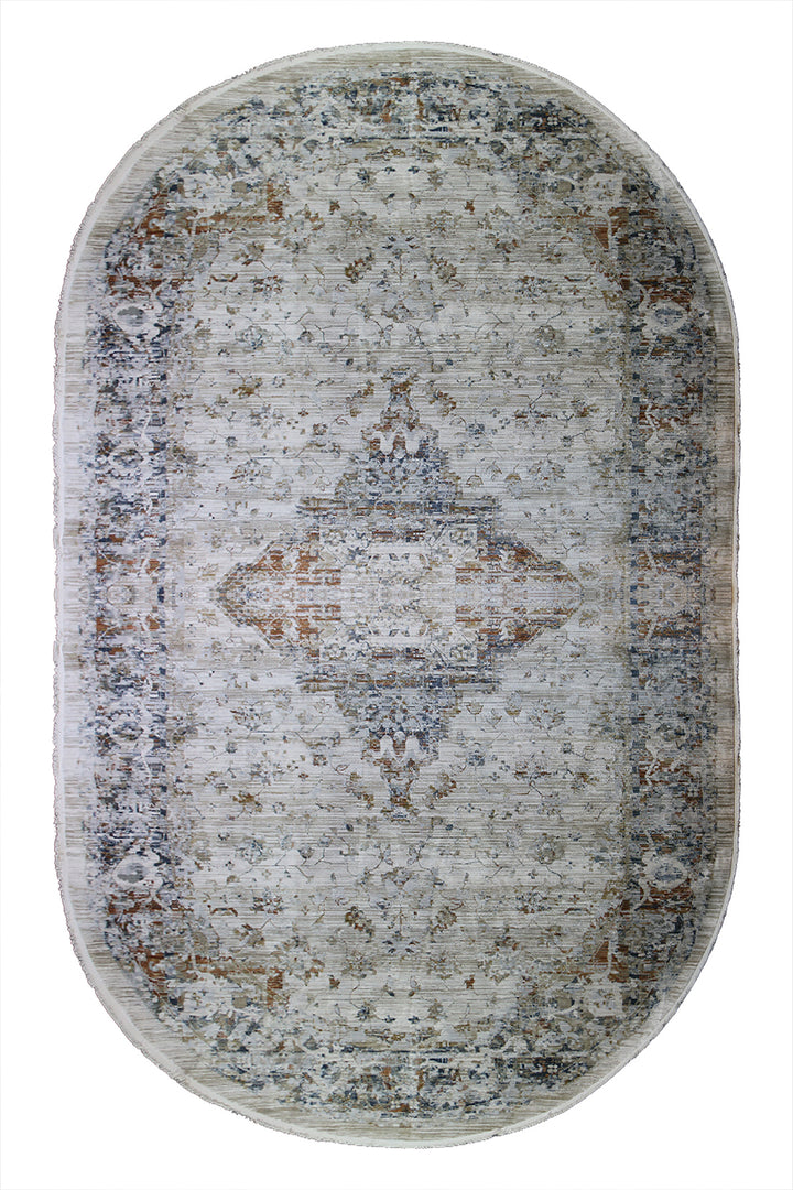 Turkish Modern Festival WD Oval Rug  - 9.1 x 12.4 FT - Gray -  Luxurious Woven Masterpiece 50% Off!