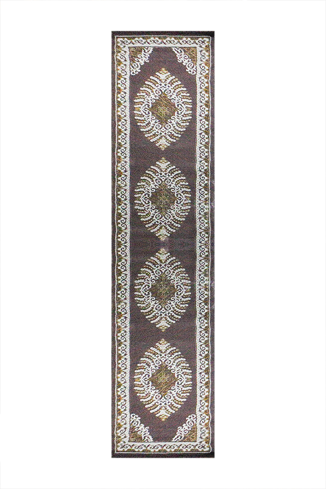 Turkish Modern Festival Wd Rug - Brown and Cream - 3.2 x 13.2 FT - Sleek and Minimalist for Chic Interiors