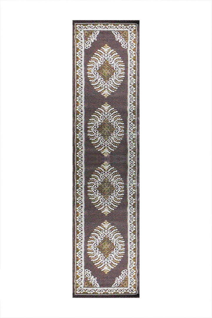 Turkish Modern Festival Wd Rug - Brown and Cream - 3.2 x 13.2 FT - Sleek and Minimalist for Chic Interiors
