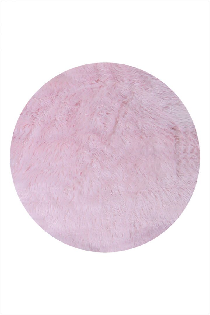Turkish Cosmos Fur Rug - 3.9 x 3.9 Ft - Pink - Fluffy Furry Floor Decor Rugs