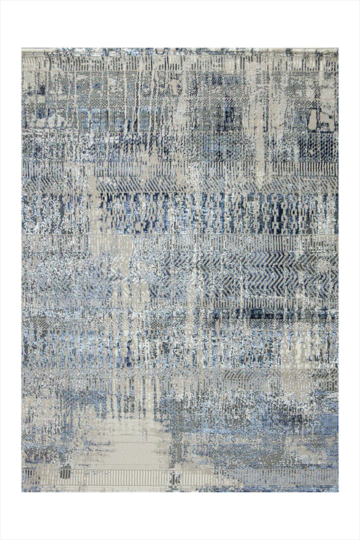 Turkish Matrix Rug - 3.9 x 5.5 FT - Navy - Contemporary Abstract Elegance with Premium Quality