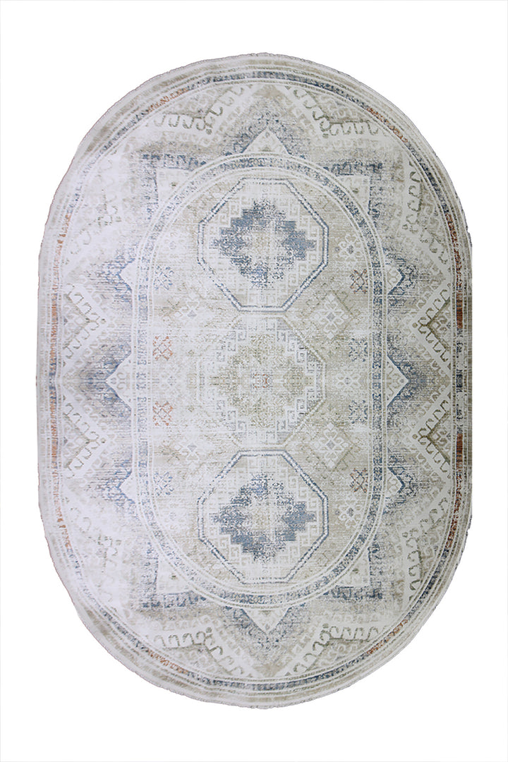 Turkish Modern Festival WD Oval Rug  - 9.1 x 12.4 FT - Cream -  Luxurious Woven Masterpiece 50% Off!
