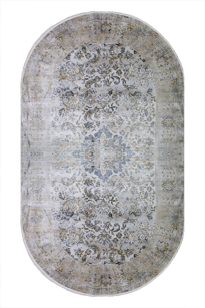 Turkish Modern Festival WD Oval Rug  - 9.1 x 15.7 FT - Cream -  Luxurious Woven Masterpiece 50% Off!
