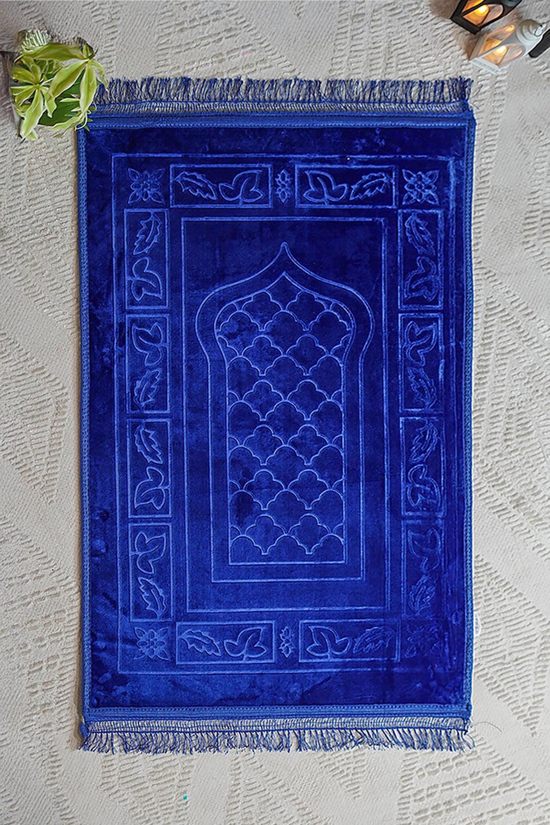 Comfort Janamaz - Premium Velvet Quilted Prayer Mat - Navy