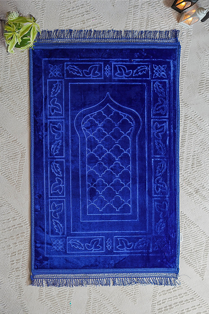 Comfort Janamaz - Premium Velvet Quilted Prayer Mat - Navy